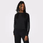 Twisted Knits Open Back Crew Black